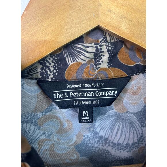 J. Peterman Womens Button Up Shirt M Brown Abstract Floral Old Money Long Sleeve - Picture 4 of 10